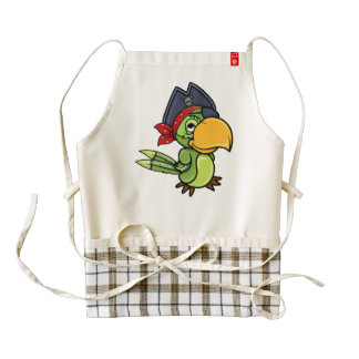 Fun Cartoon Pirate Parrot Zazzle HEART Apron