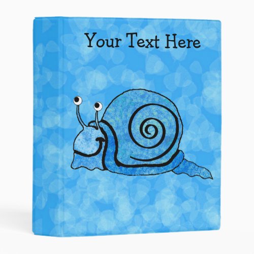 Fun Cartoon Pretty Patterned Blue Happy Snail Mini Binder