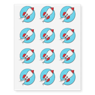 Fun Cartoon Rocket Ship Design Temporary Tattoos