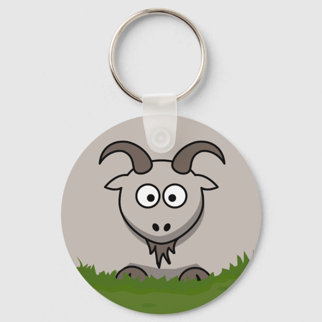 Fun Cartoon Round Goat Keychain (Front)