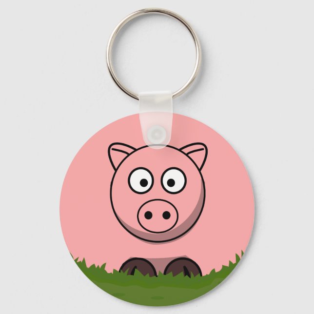Fun Cartoon Round Pig  Keychain (Front)