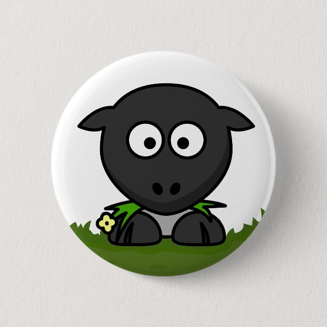 Fun Cartoon Round Sheep Button (Front)