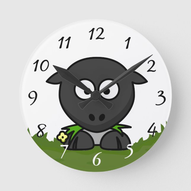 Fun Cartoon Round Sheep Round Clock (Front)