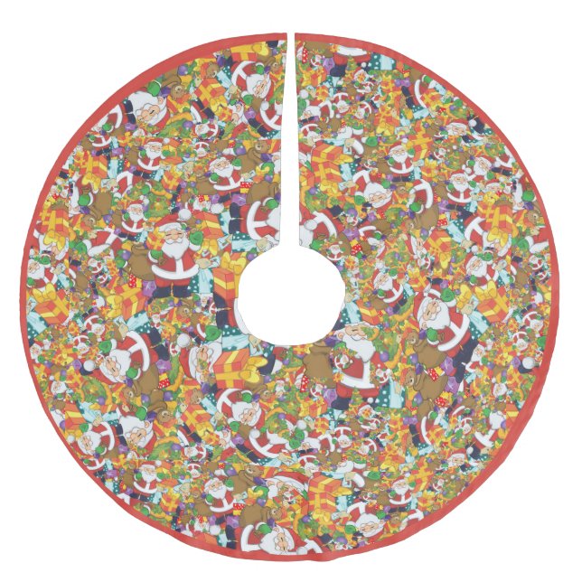 Fun Cartoon Santa Claus GIft Bag Brushed Polyester Tree Skirt (Front)