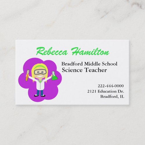 Fun Cartoon Science Teachers Business Card