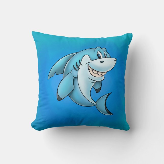 Fun cartoon shark kids pillow (Front)