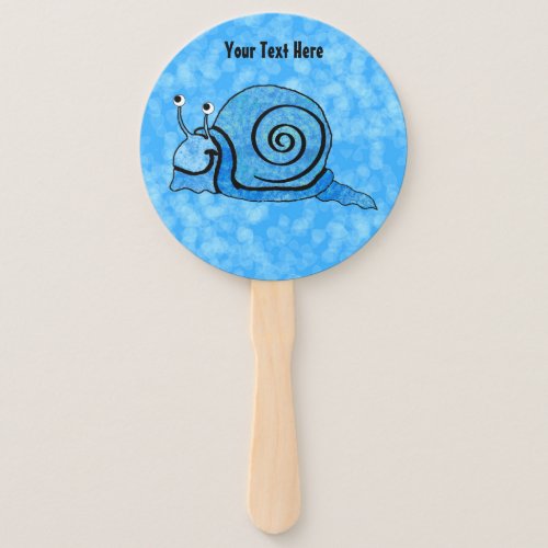 Fun Cartoon Snail Tie Dye Blue Shell White Eyes Hand Fan