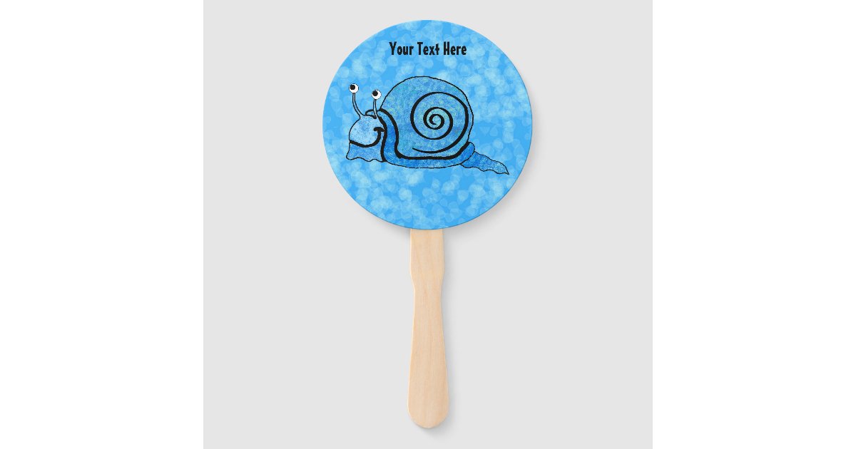 Fun Cartoon Snail Tie Dye Blue Shell White Eyes Hand Fan | Zazzle