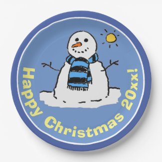 Fun Cartoon Snowman at Christmas Design.