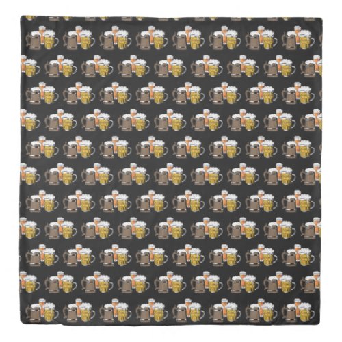 Fun Cartoon Three Beers Black Duvet Cover