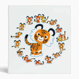 Fun Cartoon Tigers Mandala (Blue) Avery Binder