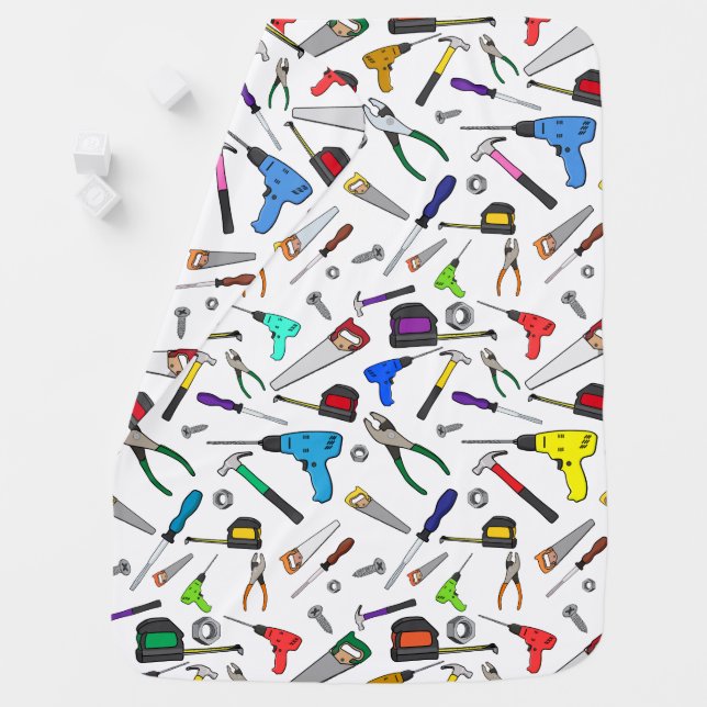 Fun Cartoon Tools Hardware Illustration Pattern Baby Blanket (In Situ)