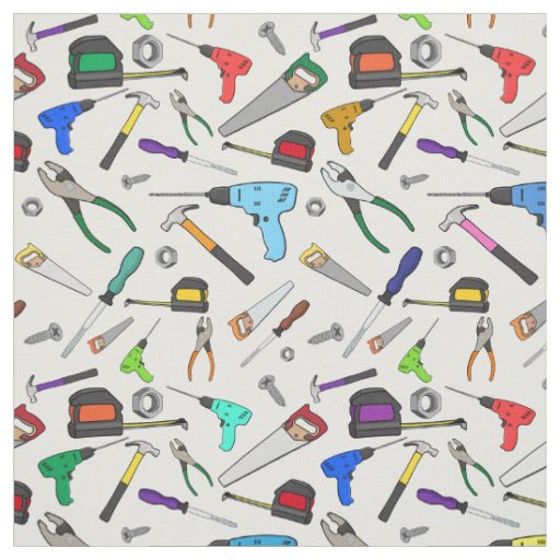 Fun Cartoon Tools Hardware Illustration Pattern Fabric