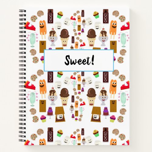 Fun Cartoon Treats Dessert Pattern Notebook