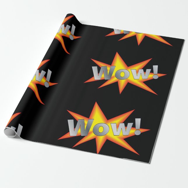 Fun Cartoon WOW! Wrapping Paper (Unrolled)