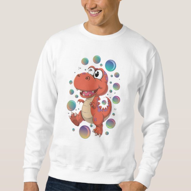 Fun Cartoonish Orange Dinosaur Sweatshirt for men (Front)