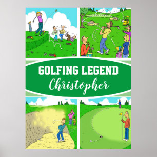 Fun Cartoons for a Golfing Legend Poster
