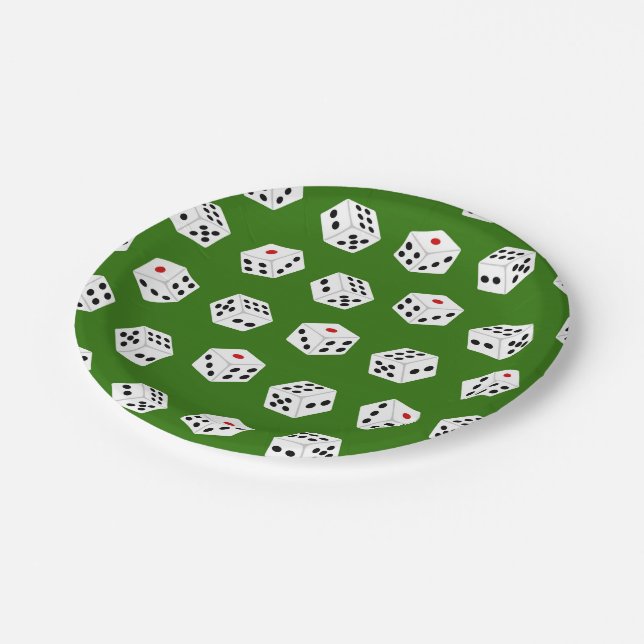 Fun Casino Dice pattern party paper plates (Angled)