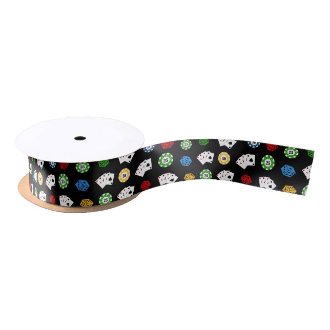 fun casino pattern party gift ribbon (Spool)