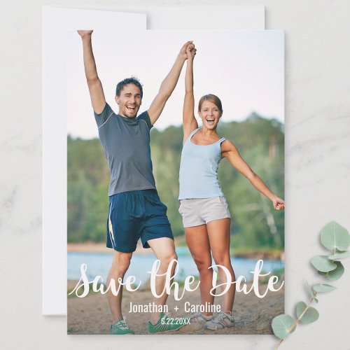 Fun Casual Calligraphy Lettering Photo Wedding S Save The Date
