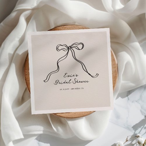 Fun Casual Handwritten Bow Bridal Shower Napkins