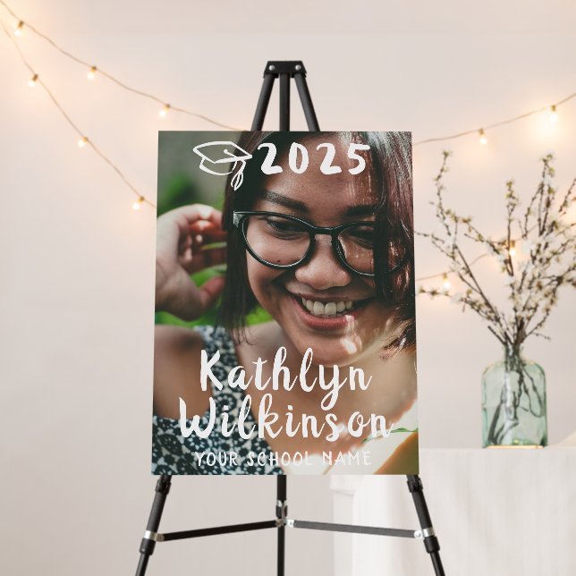 Fun Casual Script Simple Graduation Photo Foam Board (In Situ (Stand))