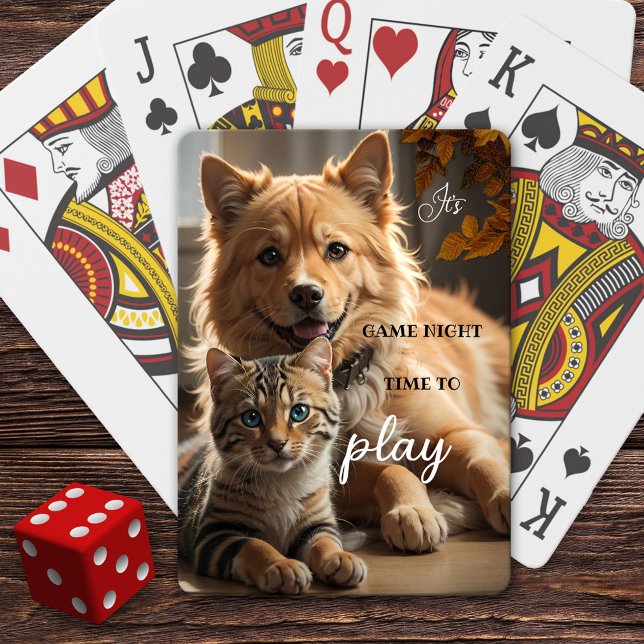 Fun Cat and Dog Game Night Poker Cards (Deck of cards featuring a cat and dog eager to start playing. Lovely for anyone who loves animals.)