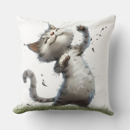 fun cat and dog  throw pillow