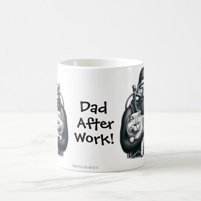  Fun Cat Dad Scuba Diver  Personalize Coffee Mug (Center)