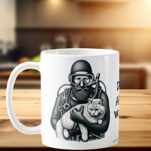  Fun Cat Dad Scuba Diver  Personalize Coffee Mug
