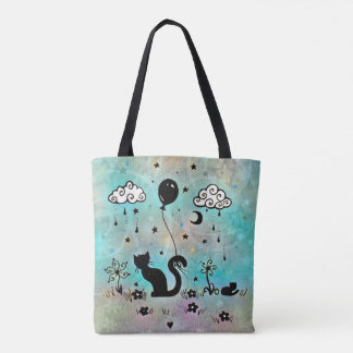 Fun Cat Doodle Art Cats Silhouette Tote Bag