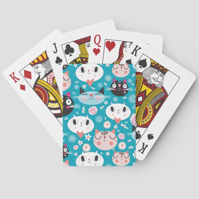 Fun Cat Faces Poker Cards (Back)