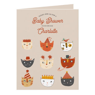 Fun Cat Gender Neutral Baby Shower Invitation