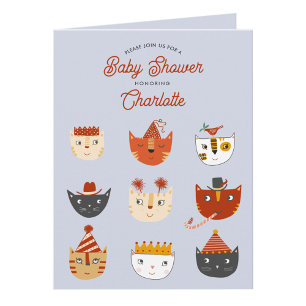 Fun Cat Gender Neutral Baby Shower Invitation
