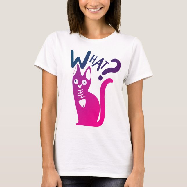  Fun Cat Joke Minimal Magenta Gradient Cartoon T-Shirt (Front)