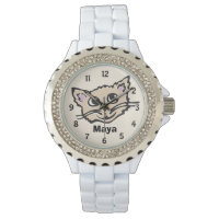 Fun cat kitten graphic name wrist watch