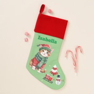 Fun cat kitten Santa animal snowman Sled Xmas tree Christmas Stocking