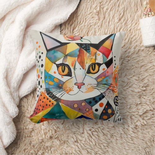 Fun Cat Lovers Decor Gift Grandma Mother Daughter Throw Pillow