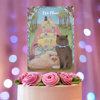 Fun Cat Lovers Wedding  Cake Topper