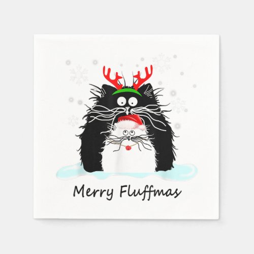 Fun Cat Merry Fluffmas Reindeer Christmas Kitten M Napkins
