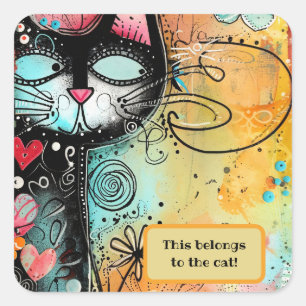 Fun Cat Modern Style Square Sticker