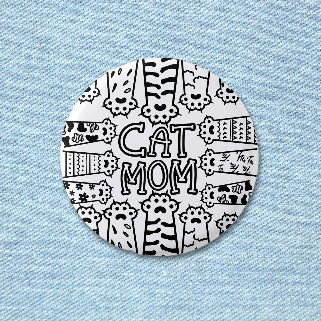 Fun Cat Mom For Cat Lovers Button (Fun Cat Mom For Cat Lovers Button)