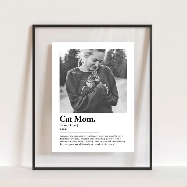 Fun Cat Mom Funny Dictionary Definition with Photo Acrylic Sign (Fun Cat Mom Funny Dictionary Definition with Photo Acrylic Sign)