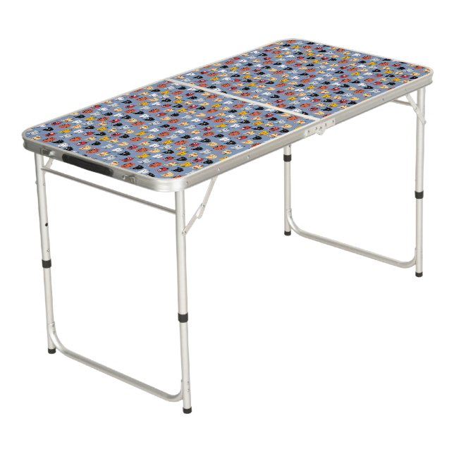 Fun Cat Pattern Beer Pong Table (Angled)
