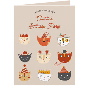 Fun Cat Personalized Birthday Party Invitation