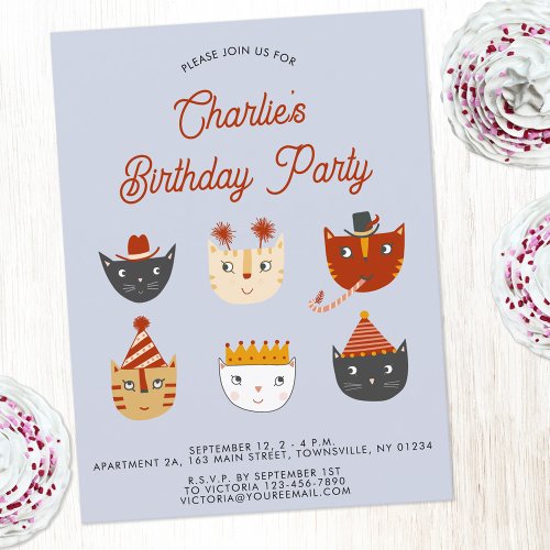 Fun Cat Personalized Birthday Party Invitation Postcard