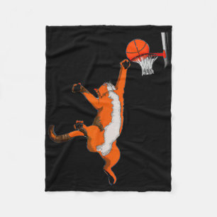 Fun Cat Playing Bysketbyll Sports Cat Bysketbyll L Fleece Blanket