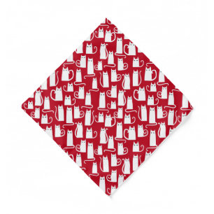 Fun Cat Red and White Bandana