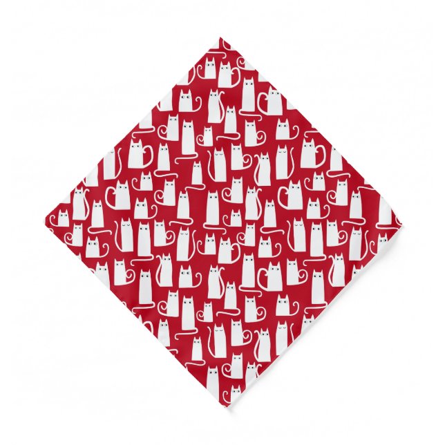 Fun Cat Red and White Bandana (Front)