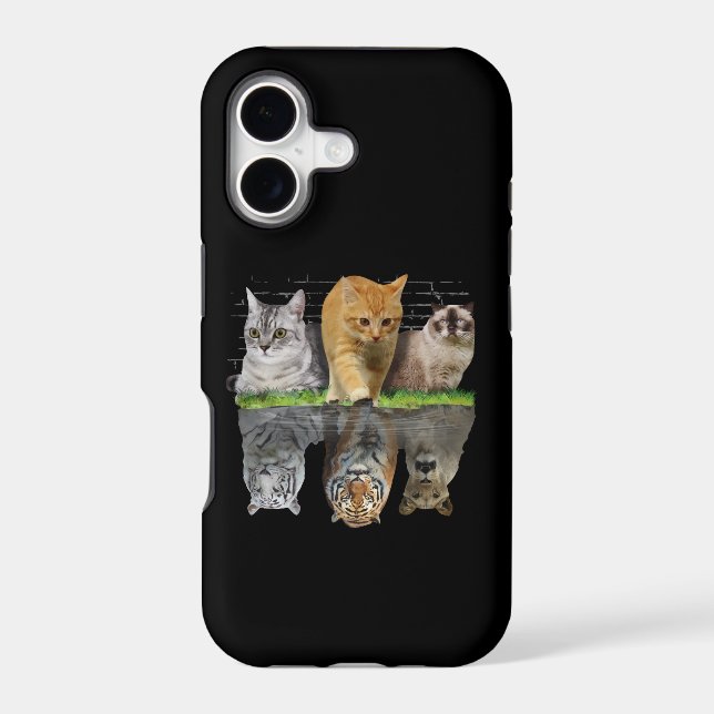 Fun Cat Reflection Gift Design Idea Iphone Case (Back)